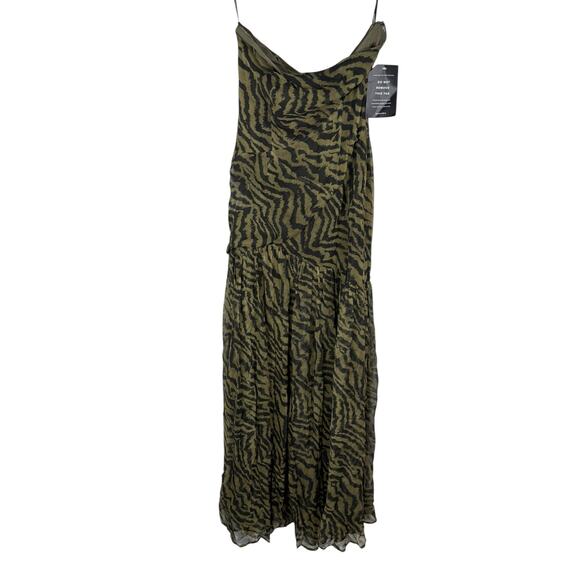 Retrofete Nicole Maxi Dress Strapless Silk Party Formal Statement Tiger Stripe S - Picture 4 of 12